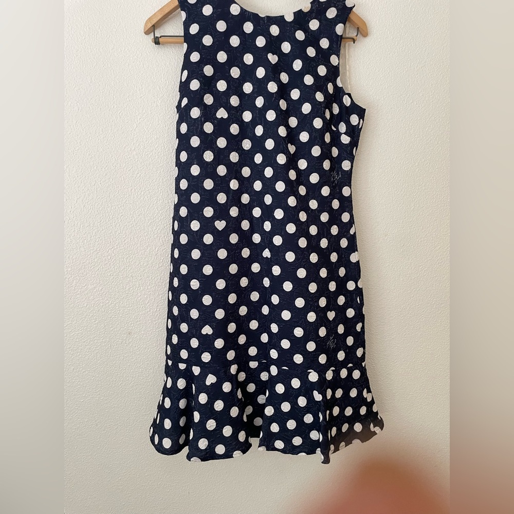 Karl Lagerfield Paris Dress Polka Dot drop waist lace back